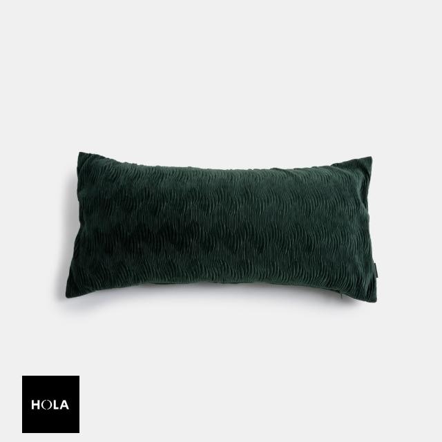 HOLA 素色仿絲絨壓摺抱枕30X60CM-琉璃綠