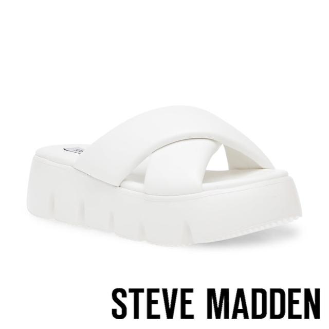 【steve madden】BROADCAST 雲朵交叉帶厚底拖鞋(白色)