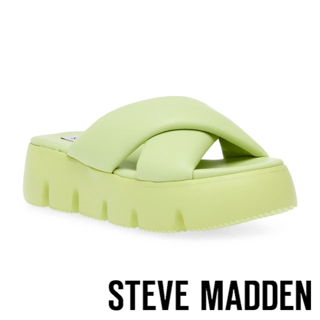 steve madden BROADCAST 雲朵交叉帶厚底拖鞋(青蘋綠)