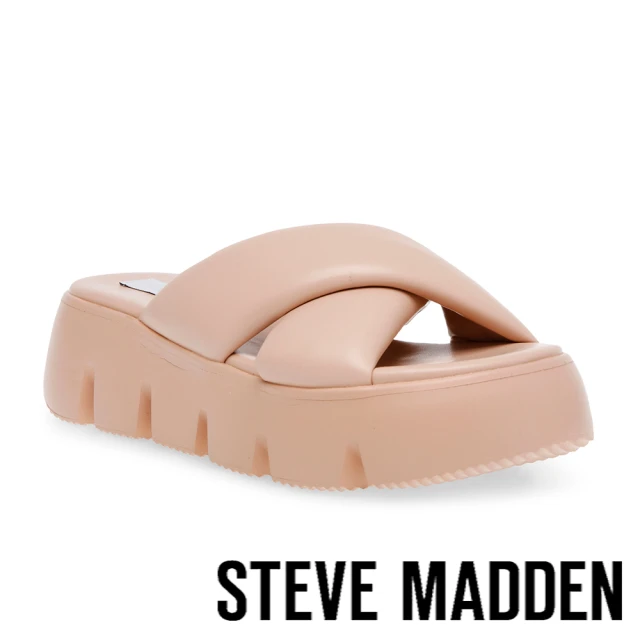 steve madden BROADCAST 雲朵交叉帶厚底拖鞋(米色)