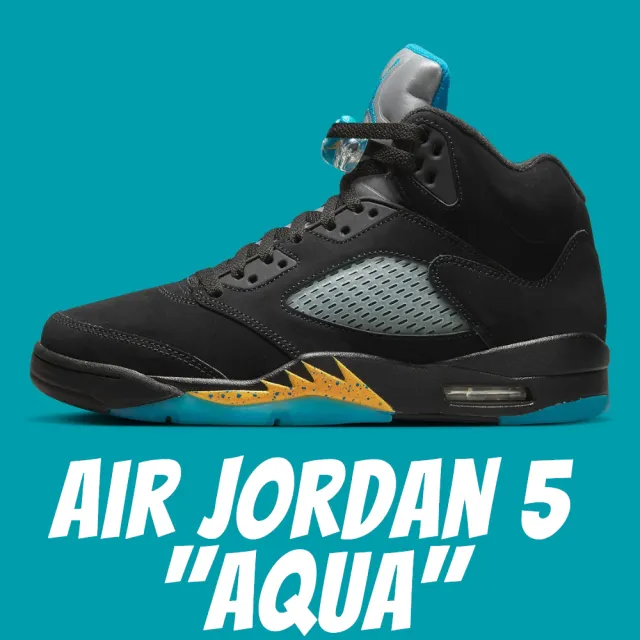 NIKE 耐吉】休閒鞋Air Jordan 5 Aqua 水族黑水藍男鞋DD0587-047(休閒鞋