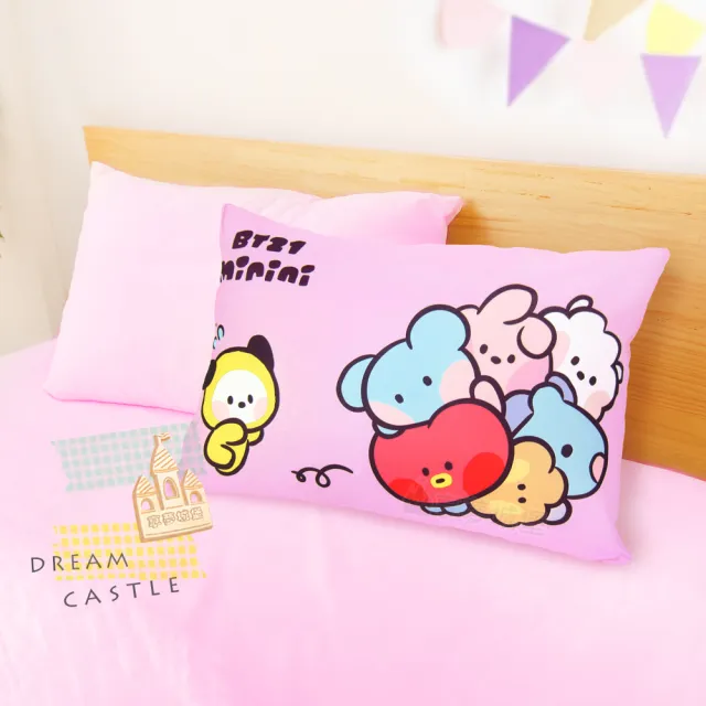 【享夢城堡】MIT卡通枕頭63x45cm一入－BT21宇宙明星 mininiBTS防彈少年團-粉 / 正版授權中枕