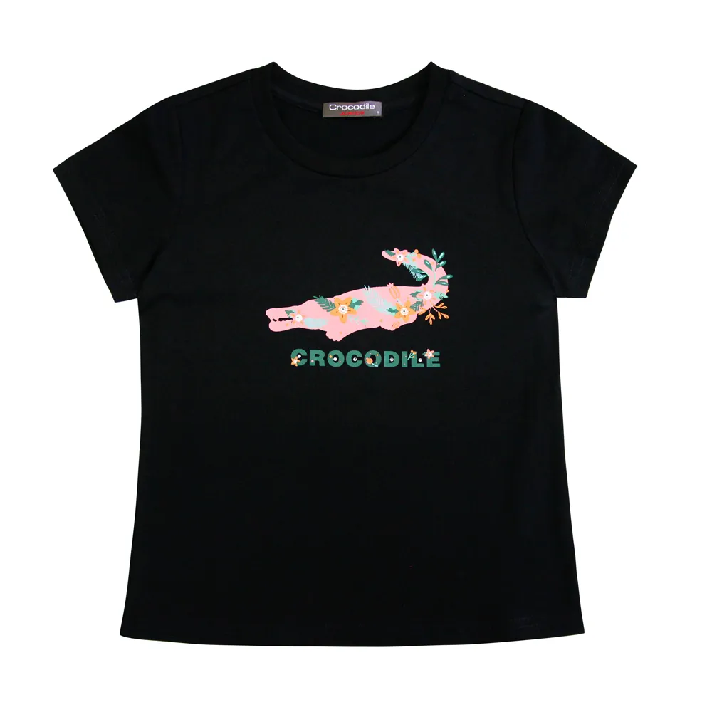 【Crocodile Junior 小鱷魚童裝】『小鱷魚童裝』花卉鱷魚印圖T恤(U61452-09-小碼款)
