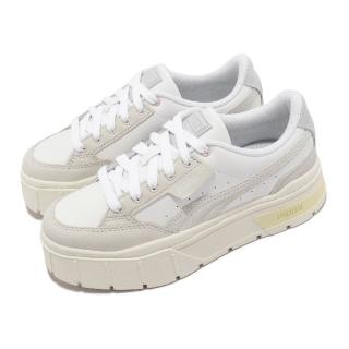 【PUMA】休閒鞋 Mayze Stack Luxe Wns 女鞋 白 灰 厚底 增高 皮革 麂皮(38985303)