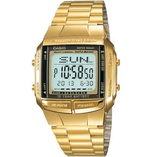 【CASIO 卡西歐】DATABANK 街頭潮流世界時間計時錶/金(DB-360G-9A)