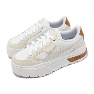 【PUMA】休閒鞋 Mayze Stack Luxe Wns 女鞋 白 米 厚底 增高 皮革 麂皮(38985305)