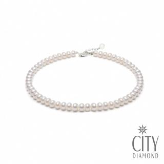 【City Diamond 引雅】天然扁圓淡水珍珠4-5mm短版頸鍊-35cm(熱賣度NO.1)