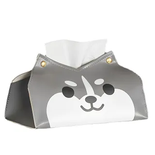 可愛哈士奇造型面紙盒(紙巾盒 收納盒 置物盒 衛生紙盒 居家裝飾 皮革面紙套 車用面紙盒) 