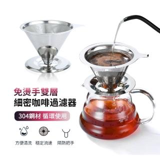 【ANTIAN】免燙手不鏽鋼雙層加密咖啡過濾器 細密過濾漏斗 咖啡滴漏式濾網
