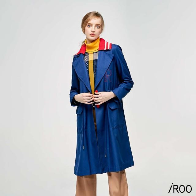 【iROO】深藍字母繡花風衣