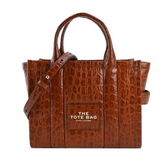 【MARC JACOBS 馬克賈伯】THE CROC-EMBOSSED MINI TOTE鱷魚紋兩用托特包(迷你/棕)