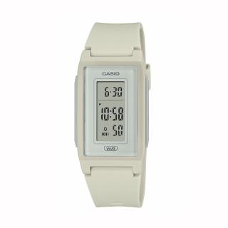 【CASIO 卡西歐】LF-10WH-8D 時尚簡約運動輕盈細長環保數字電子錶 象牙
