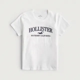 【HOLLISTER Co】HCO 海鷗 經典刺繡文字海鷗圖案短袖T恤 上衣-女-白色(平輸品)