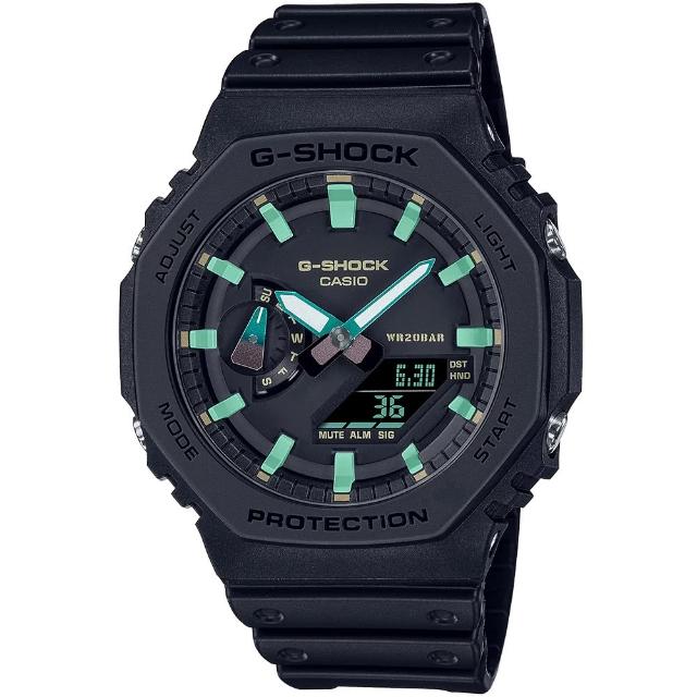【CASIO 卡西歐】G-SHOCK 八角防護構造雙顯手錶 情人節 禮物(GA-2100RC-1A/速)