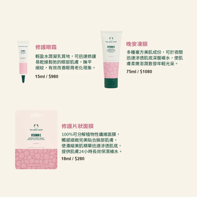 【THE BODY SHOP 美體小舖】維他命E保水修護片狀面膜(18ML 全新升級版)