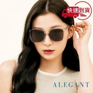 【ALEGANT】晶月灰復古風格輕量橢圓方框墨鏡/UV400太陽眼鏡(日顯的皎光靜月)