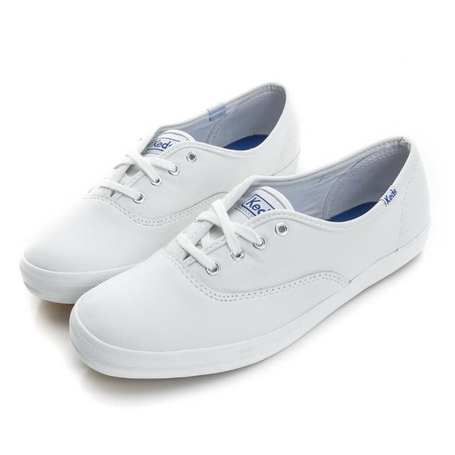 【Keds】★雙11★CHAMPION 品牌經典皮革休閒鞋(白)