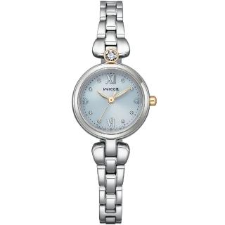 【CITIZEN 星辰】Wicca 臺灣限定款 太陽能晶鑽女錶-銀x藍/23.5mm 母親節 禮物 送禮(KP5-611-93)