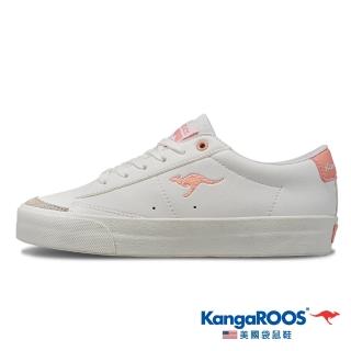 【KangaROOS 美國袋鼠鞋】女鞋 COURT 美式復古 休閒鞋 平底鞋(白/粉-KW31633)