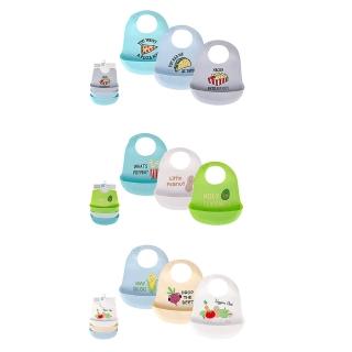 【Luvable Friends 甜蜜寶貝】嬰幼兒矽膠立體圍兜3入組(LF031/共三款)
