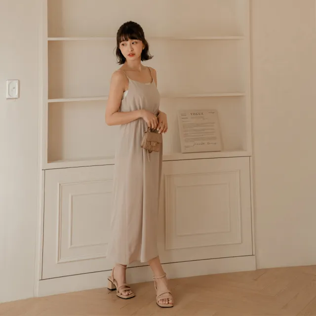 【Grace Gift】薛妞妞聯名-河畔女郎澎澎鞋墊雙帶方頭涼鞋(杏)