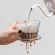【TIMEMORE 泰摩】蛋糕濾杯咖啡壺組 B75蛋糕濾杯晶透白＋360ml咖啡分享壺透明(平底濾杯 耐熱玻璃壺)