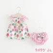 【BABY Ju 寶貝啾】嬰幼兒花朵印花蝴蝶結裙套裝(粉色 / 藍色)