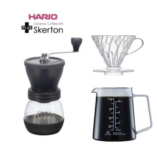 【HARIO】手沖咖啡組+手搖磨豆機(VDR02T/B5003/MSCS2DTB)