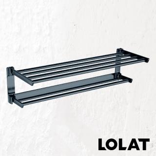 【LOLAT 羅力】鋁合金摺疊置物浴巾架/收納更省力(A2235AZZH)