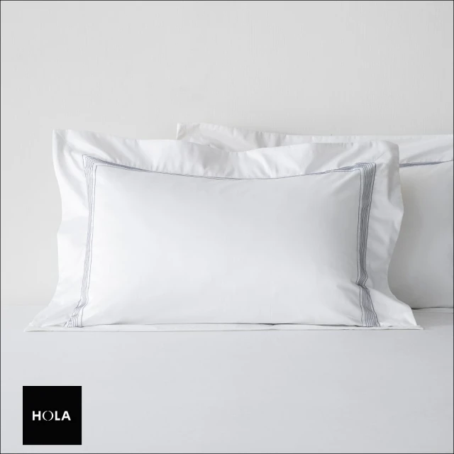 【HOLA】法式孟斐斯埃及棉刺繡歐式枕套2入白