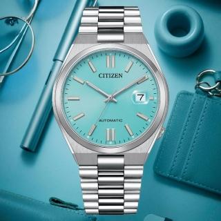 【CITIZEN 星辰】Mechanical馬卡龍湖水藍撞色機械錶-藍x銀/40mm 母親節限定(NJ0151-88M)