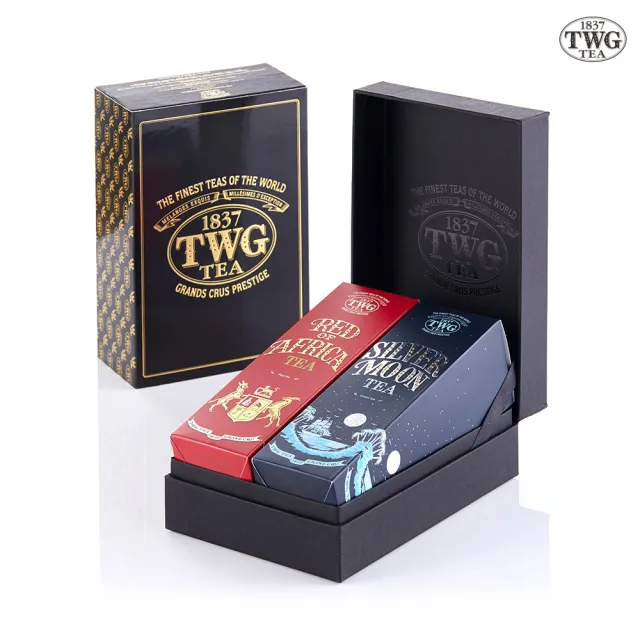 【TWG Tea】時尚茶罐雙入禮盒組 非洲紅茶100g+銀月綠茶100g(南非國寶茶+綠茶)