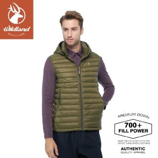 【Wildland 荒野】700FP可拆帽極暖鴨絨背心《灰濛綠》0B02172/羽絨背心/登山/保暖背心(悠遊山水)