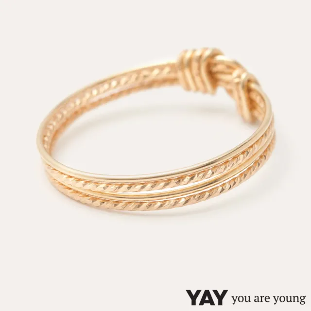 【YAY You Are Young】法國品牌 Diamant☆ 鑽石切割髮絲紋 四層戒指 金色(四層戒指)