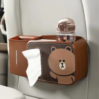 【LINE FRIENDS】熊大莎莉車用椅背置物盒收納盒車用垃圾桶(車用收納)