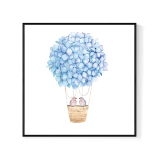【菠蘿選畫所】幸福起飛•繡球花-60x60cm(北歐風質感掛畫/手繪/女生禮物/壁掛/藍色)