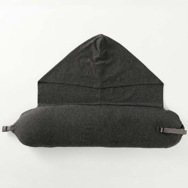 【MUJI 無印良品】微粒貼身靠枕附帽/深灰 16*64cm