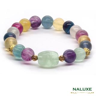 【Naluxe】螢石 轉運珠 設計款開運手鍊(夢幻千層色 雕刻路路通轉運珠)