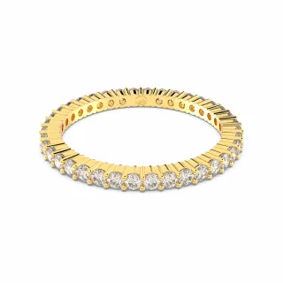 【SWAROVSKI 官方直營】Vittore 戒指 圓形切割 白色 鍍金色色調 交換禮物