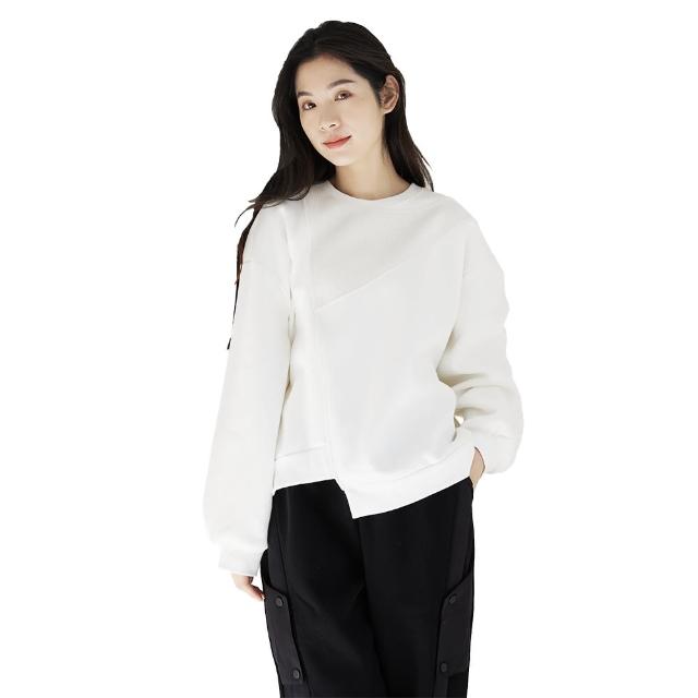 【iNio 衣著美學】秋冬新品 長袖上衣 現貨 不規則拼接 內刷毛 上衣(CBW1437)