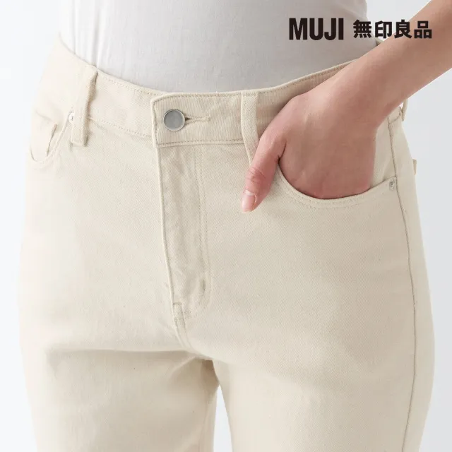 【MUJI 無印良品】女有機棉混彈性丹寧合身褲(原色)