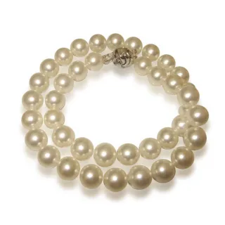 【小樂珠寶】稀有少見頂級3A全圓9-9.5mm天然淡水珍珠項鍊(大mm數好大好圓好亮的珍珠保值第一)