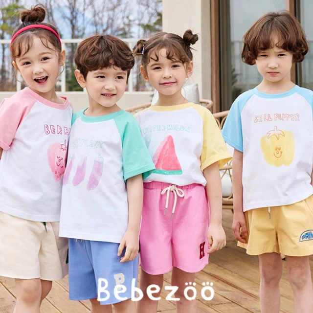 【BebeZoo】水果插畫拼接短袖上衣(TM2304-243-TS203)