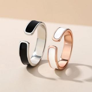 【巴黎精品】現貨+預購 925純銀戒指情侶對戒(黑白幾何開口戒生日情人節禮物男女飾品2款v1ar87)