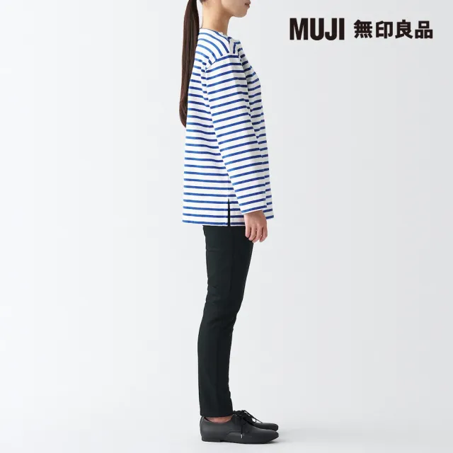 【MUJI 無印良品】女有機棉混超彈力丹寧窄版褲(黑色)