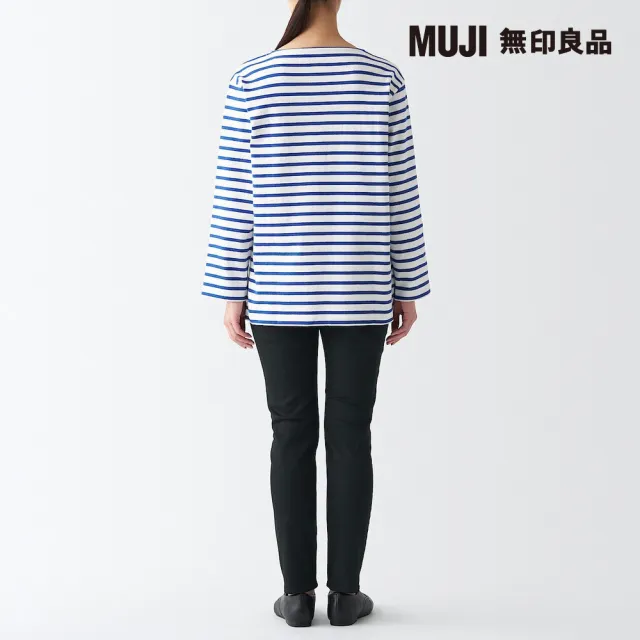 【MUJI 無印良品】女有機棉混超彈力丹寧窄版褲(黑色)