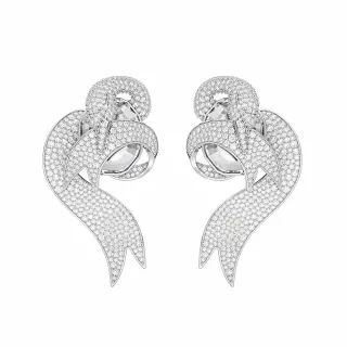 【SWAROVSKI 官方直營】Fashion Swan 夾式耳環 非對稱設計  天鵝  白色  鍍白金色 交換禮物