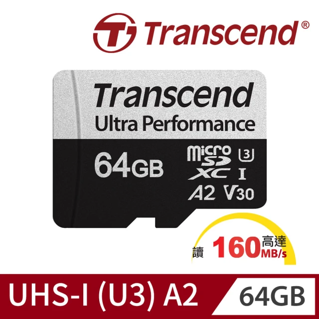 【Transcend 創見】USD340S microSDXC UHS-I U3 V30/A2 64GB 記憶卡(TS64GUSD340S附轉卡)
