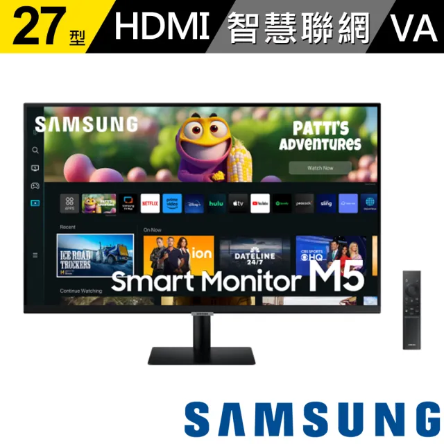 【SAMSUNG 三星】S27CM500EC M5 27型 VA 60Hz 智慧聯網螢幕(內建喇叭/4ms/HDR10/附遙控器)