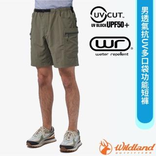 【Wildland 荒野】男 透氣抗UV多口袋功能短褲.休閒運動褲(0B11390-150 灰濛綠)